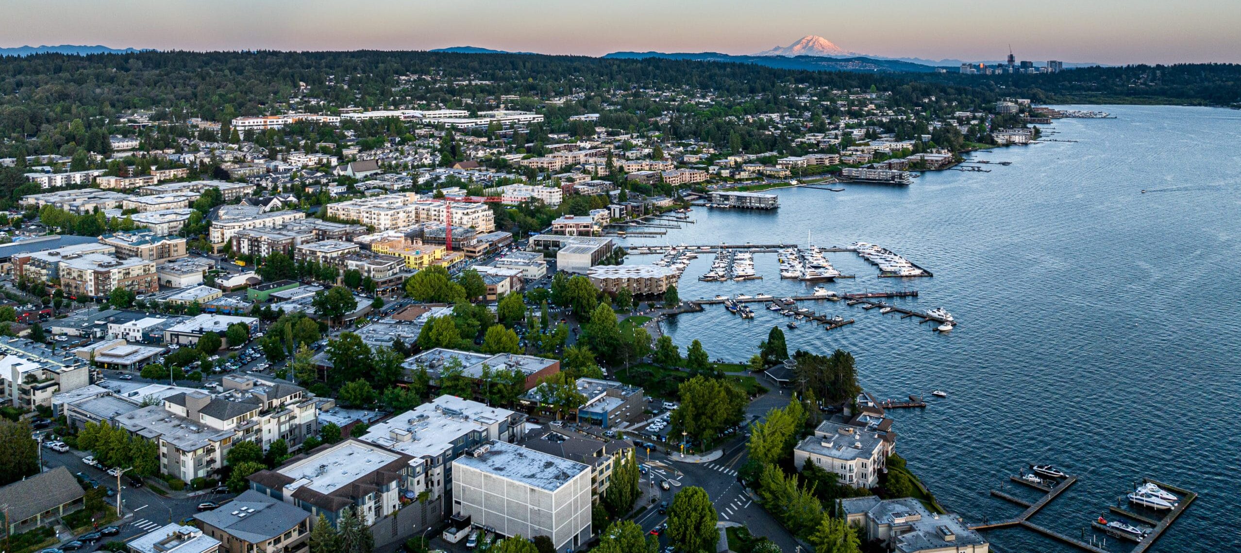 Kirkland aerial with Mount Rainier